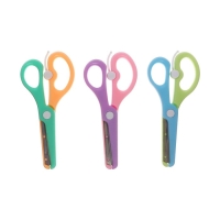 Ножницы пластиковые 13 см, фиксатор, с металлическими лезвиями и закруглёнными концами, безопасные, МИКС