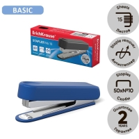 Степлер ErichKrause № 10, до 15 листов, встроенный антистеплер, вмещает до 50 скоб, глубина закладки бумаги до 51 мм, микс Степлер ErichKrause № 10, до 15 листов, встроенный антистеплер, вмещает до 50 скоб, глубина закладки бумаги до 51 мм, микс