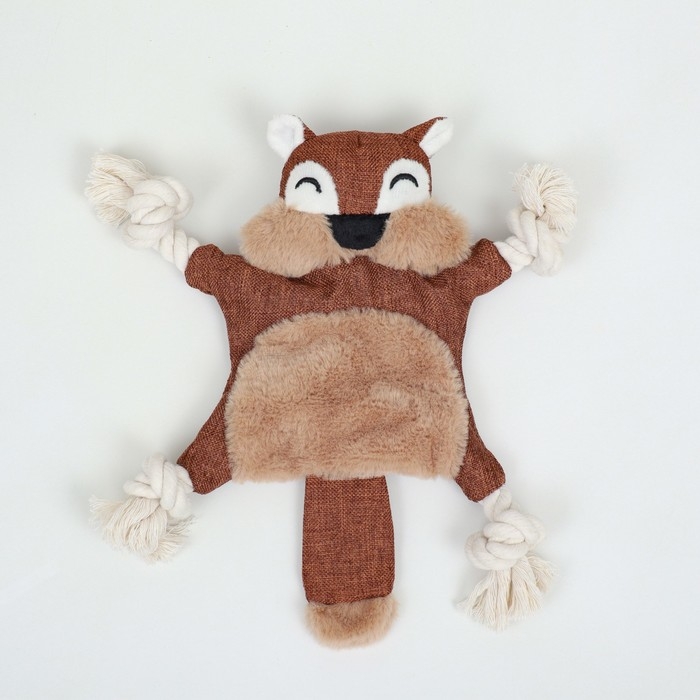 Игрушка текстильная с канатом Игрушка текстильная с канатом "Бурундук" с пищалкой, шуршащая, 26 х 28 см