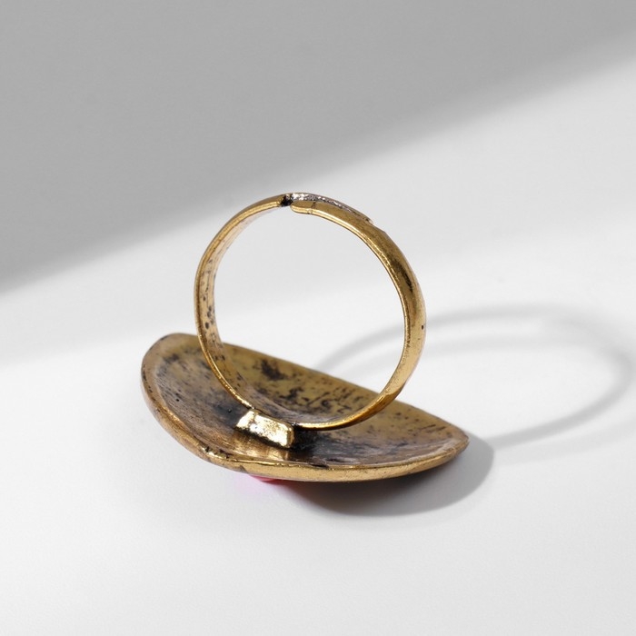 Кольцо «Этника» узорчатый треугольник, цвет красный в чернёном золоте, безразмерное Кольцо «Этника» узорчатый треугольник, цвет красный в чернёном золоте, безразмерное