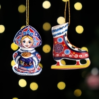 Набор ёлочных игрушек "Снегурочка и конек", 6 см Набор ёлочных игрушек "Снегурочка и конек", 6 см