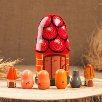 Пальчиковый театр &laquo;3 поросёнка&raquo;, теремок и 6 кукол, 14 см