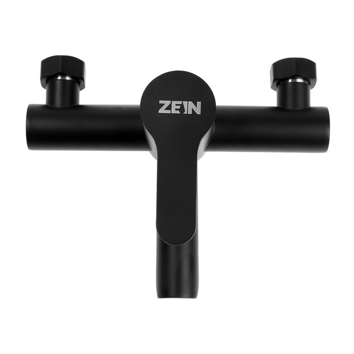 Смеситель для ванны ZEIN Z2649F, короткий излив, душевой набор,  нержавеющая сталь, черный
