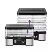 Сушилка для овощей и фруктов Kitfort КТ-1957, 450 Вт, 5 ярусов, таймер, серебристо-чёрная Сушилка для овощей и фруктов Kitfort КТ-1957, 450 Вт, 5 ярусов, таймер, серебристо-чёрная