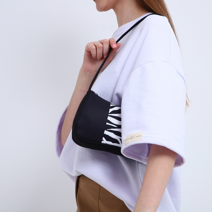 Сумка женская багет из текстиля, &laquo;Зебра&raquo;, 23х13х5 см.