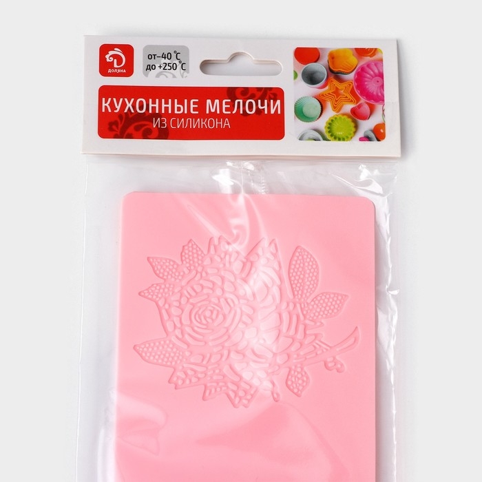 Коврик для айсинга Доляна &laquo;Розы&raquo;, силикон, 37,5&times;8&times;0,1 см, цвет розовый
