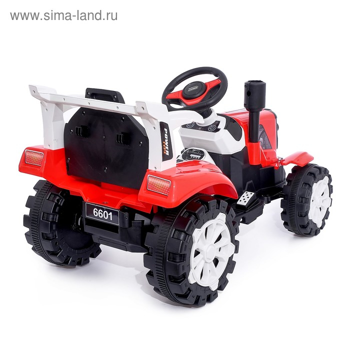 Электромобиль &laquo;Трактор&raquo;, с прицепом, 2 мотора, цвет красный