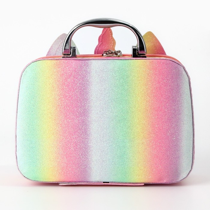 Набор детской косметики в чемодане &laquo;Единорожка&raquo;, тени, резинки для волос, блески для губ, глиттер, украшения, лаки для ногтей, наклейки, пилочка, расчёска, кисти, косметичка