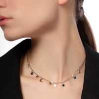 Чокер &laquo;Полумесяц&raquo; фазы луны, цветной в серебре, 35 см