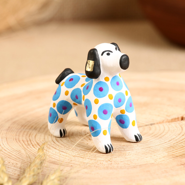 Дымковская игрушка "Собака синяя" 7 см