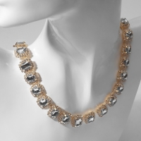 Колье «Драгоценность» квадраты в стразах, цвет белый в золоте, 32 см Колье «Драгоценность» квадраты в стразах, цвет белый в золоте, 32 см