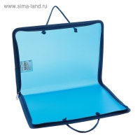 Папка с ручками А4, 230 х 185 х 25 мм, молния вокруг, пластиковая, ПТ-112, "Офис", тонированная, цвет тёмно-синий Папка с ручками А4, 230 х 185 х 25 мм, молния вокруг, пластиковая, ПТ-112, "Офис", тонированная, цвет тёмно-синий