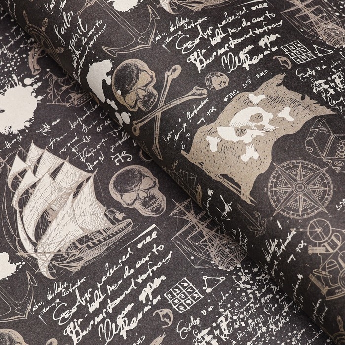 Бумага упаковочная, крафт "Морской бой", 70 х 100 см, 1 лист