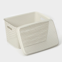 Ящик для хранения с крышкой &laquo;Ротанг&raquo;, 23 л, 45&times;30&times;26,5 см, цвет белый