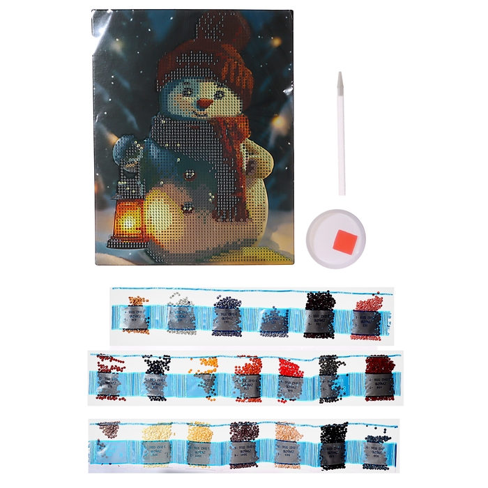 Алмазная мозаика с частичным заполнением на новый год &laquo;Снеговик&raquo; 20 х 25 см