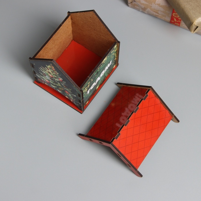 Новогодний чайный домик "С Новым годом" 10,5х9,5х12 см