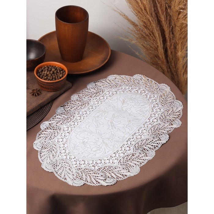 Салфетки сервировочные на стол Доляна &laquo;Подсолнухи&raquo;, 46&times;30 см, 4 шт, ПВХ, цвет серебряный