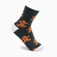 Носки женские «Печеньки» цвет тёмно-зелёный, размер 23-25 Носки женские «Печеньки» цвет тёмно-зелёный, размер 23-25