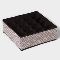 Органайзер для хранения белья Доляна &laquo;Браун&raquo;, 16 ячеек, 32&times;32&times;12 см, цвет коричневый