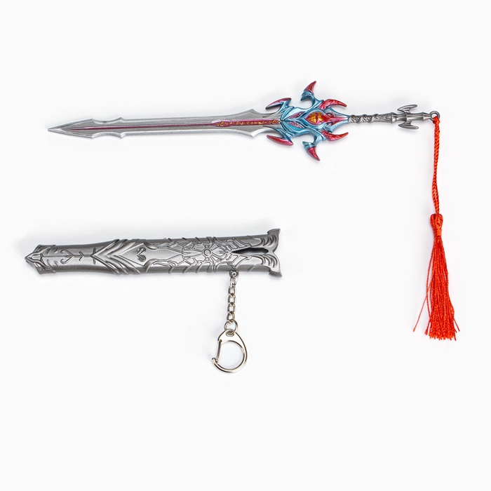Сувенирное оружие подвесное мини Сувенирное оружие подвесное мини "Меч Асура", брелок, 21 см, серебристый с красным