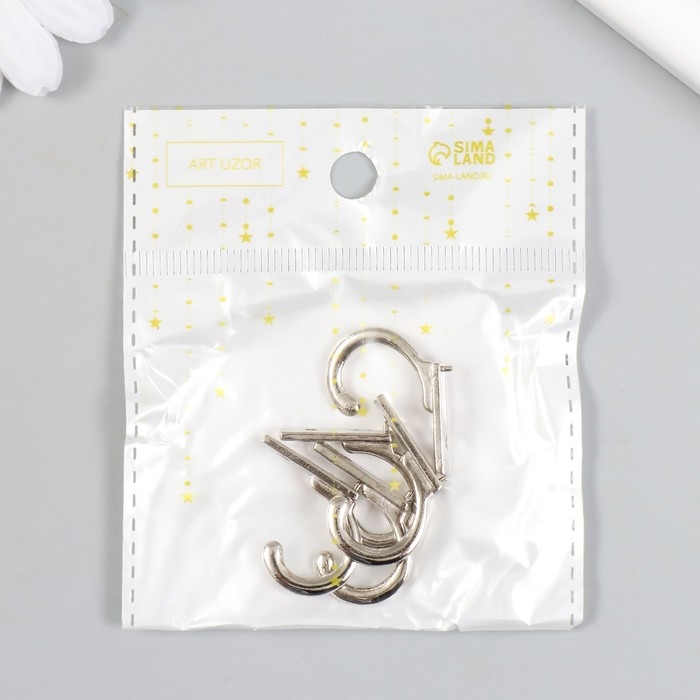 Крючок металл (набор 5 шт) серебро 2,7х0,6 см