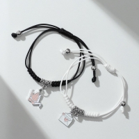 Браслеты &laquo;Неразлучники&raquo; оригами и письмо, цвет чёрно-белый, 7 см