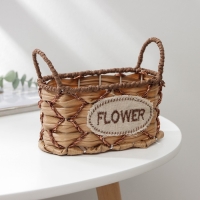 Кашпо для цветов плетёное с ручками Доляна &laquo;Овал&raquo;, 17,5&times;8&times;12,5 см, цвет светло-коричневый