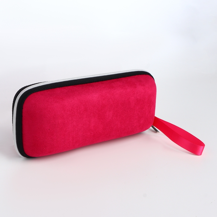 Футляр для очков на молнии, длина 17 см, цвет розовый