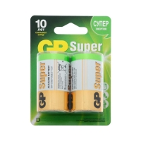 Батарейка алкалиновая GP Super, D, LR20-2BL, 1.5В, блистер, 2 шт. Батарейка алкалиновая GP Super, D, LR20-2BL, 1.5В, блистер, 2 шт.