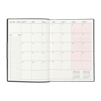 Еженедельник датир 2025г мягк обл иск кож А6+ 80л ESCALADA, тис ф, кр бл 70 г/м&sup2;, чёрный