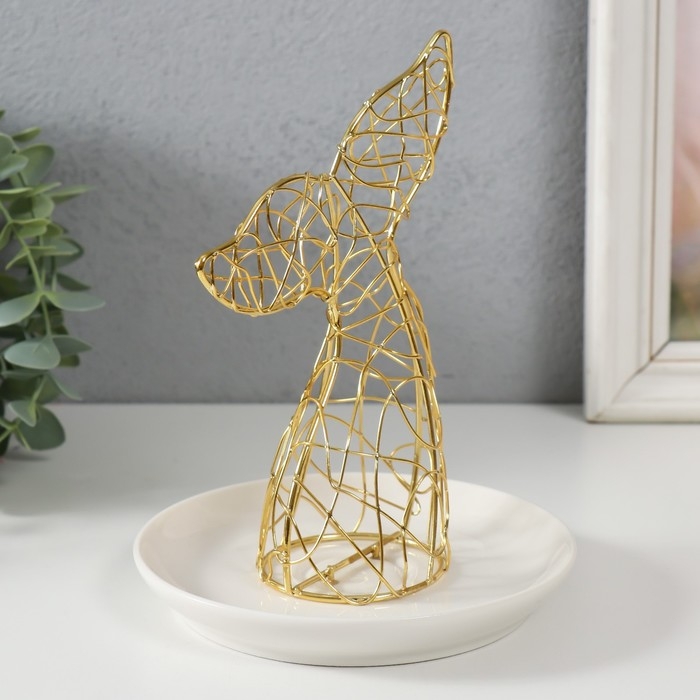 Сувенир металл, керамика подставка Сувенир металл, керамика подставка "Хвост кита" белый с золотом 14,2х14,2х17,3 см