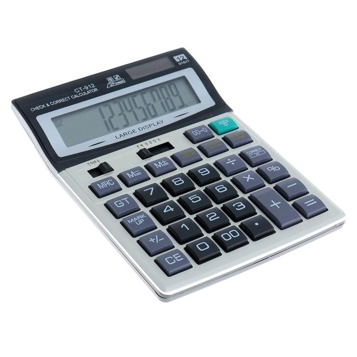 Калькулятор настольный, 12 - разрядный, CT - 912, средний Калькулятор настольный, 12 - разрядный, CT - 912, средний