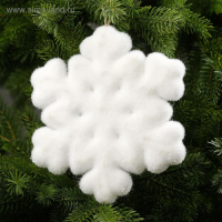 Светодиодная фигура &laquo;Снежинка&raquo; 20 см, флок, батарейки CR2032х2 (в комплекте), свечение тёплое белое