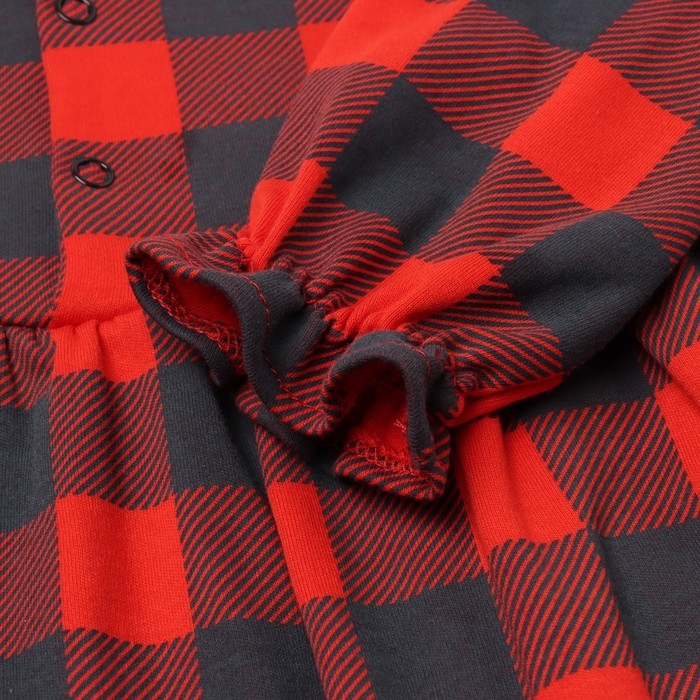 Платье и повязка Крошка Я Платье и повязка Крошка Я "Клеточка", рост 62-68 см, красный