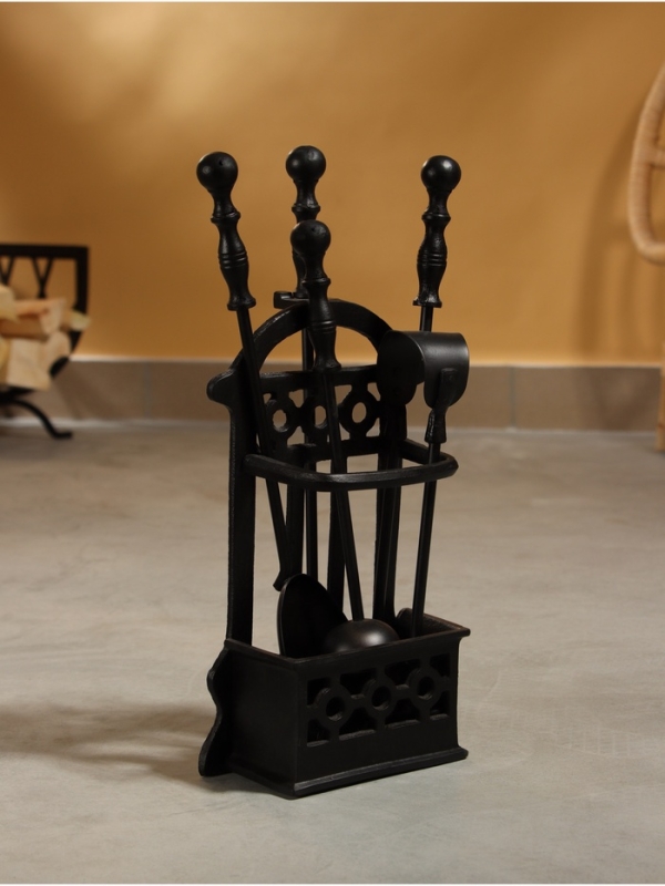 Каминный набор "Пылание" сталь, 4 предмета, 18х8х40 см