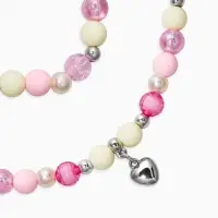 Набор детский &laquo;Выбражулька&raquo; 2 предмета: бусы, браслет d=6 см. сердце, фиолетовый в серебре