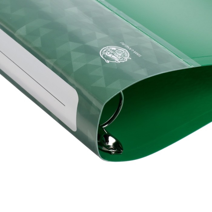 Папка на 4 кольцах А4 Calligrata, 40 мм, 700 мкм, пластик, внутренний карман, карман на корешок, зеленая