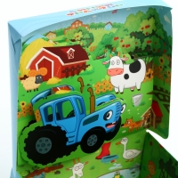 Подарочная коробка складная с 3Д, Синий трактор, 15х15х7 см Подарочная коробка складная с 3Д, Синий трактор, 15х15х7 см
