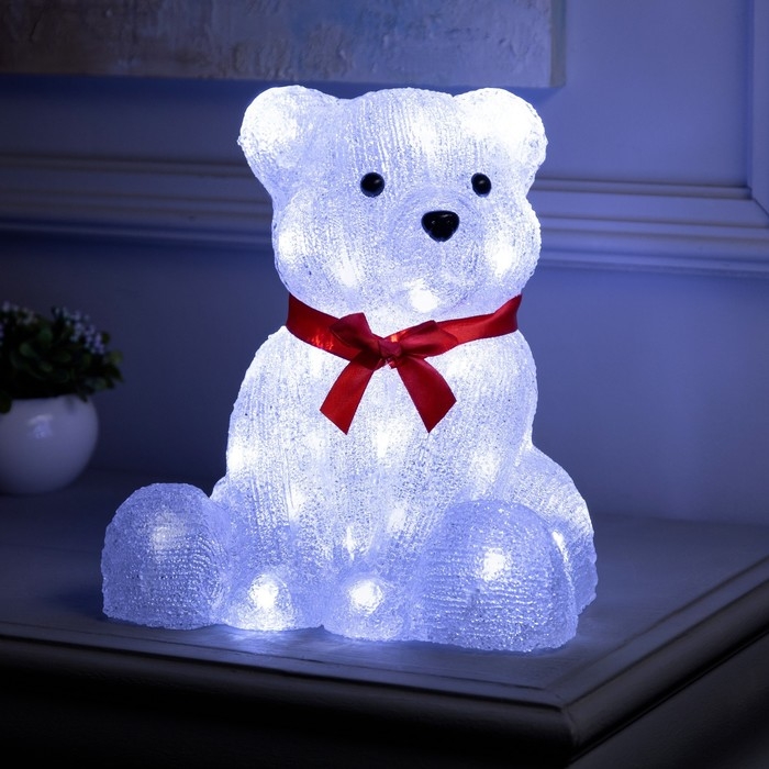 Светодиодная фигура &laquo;Мишка&raquo; 25 &times; 26 &times; 23 см, акрил, 50 LED, батарейки АА &times; 2 (не в комплекте), свечение белое
