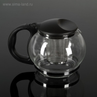 Чайник стеклянный заварочный &laquo;Любава&raquo;, 1,25 л, с металлическим ситом, цвет чёрный