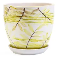 Горшок цветочный поддоном  2,5 л,  керамика, Тропики (М)