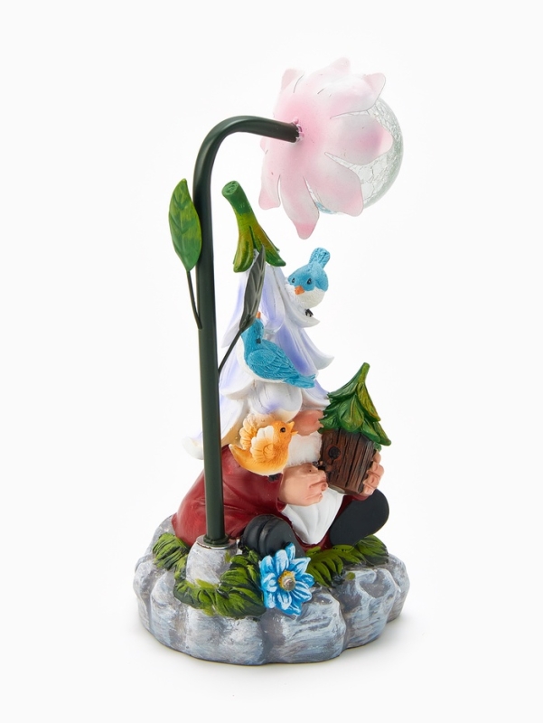 Садовая фигура "Гном лесничий", 14х12х25 см, с подсветкой