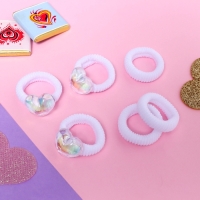 Резинка для волос "Нежность" (набор 6 шт) сердце, 2 см, белый