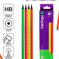 Карандаш чернографитный Berlingo &laquo;Flexy Neon&raquo;, HB, с ластиком, заточенный, пластиковый, ассорти