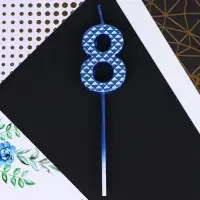 Свеча для торта, цифра &laquo;8&raquo;, синяя, 4 х 13 см