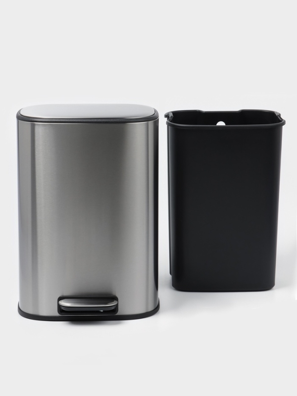 Ведро мусорное с педалью, 12л, нерж. сталь, цвет хром матовый