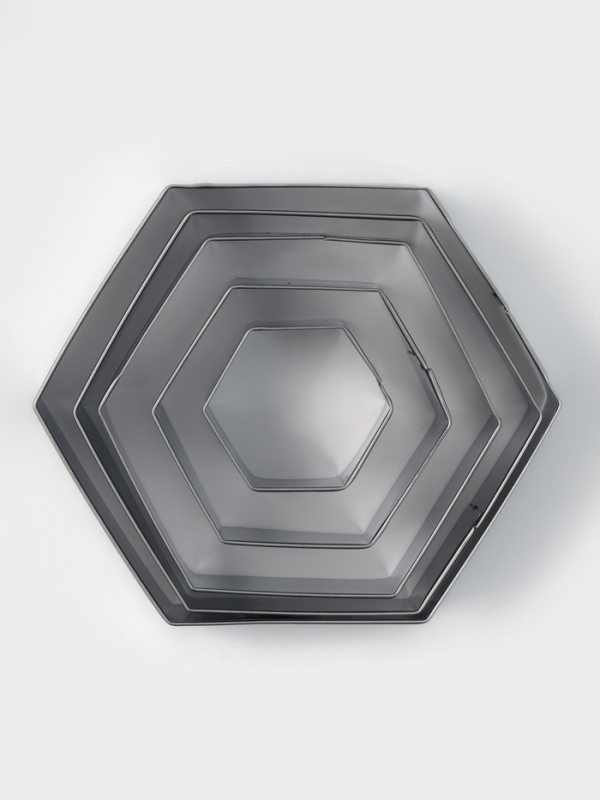 Формы печенья Доляна &laquo;Шестиугольник&raquo;, набор 5 шт., 9.6&times;8.3&times;2.5 см, нержавеющая сталь, серебристые