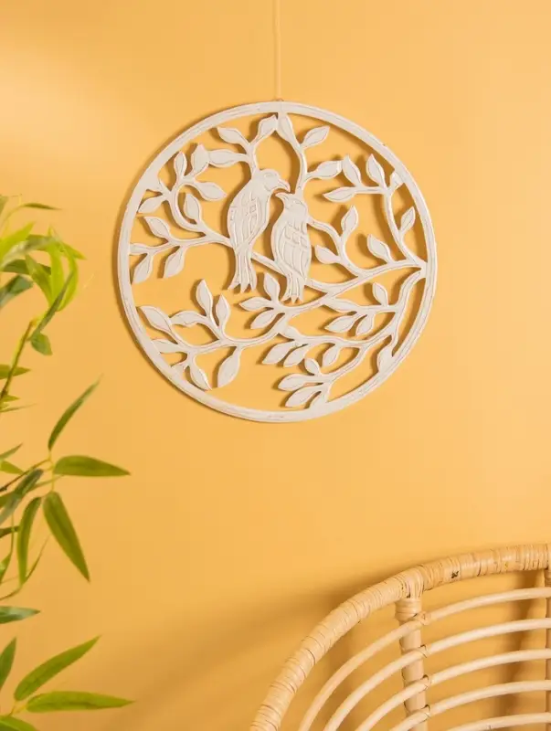 Панно "Птички" МДФ, 40х40х1 см, цв. белый