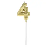Свеча в торт на шпажке &laquo;Алмаз&raquo;, цифра 4, золотая, 5 см