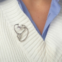 Брошь &laquo;Стетоскоп&raquo; крупный, цвет белый в серебре